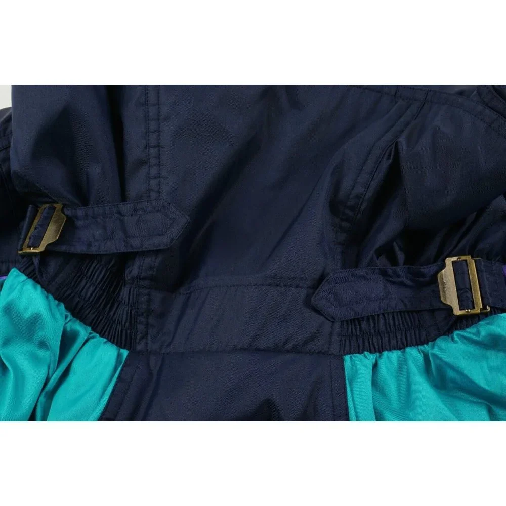 Vintage Descente Women's Size 14 Blue Belted Lined Insulated Zip Snap Ski Jacket